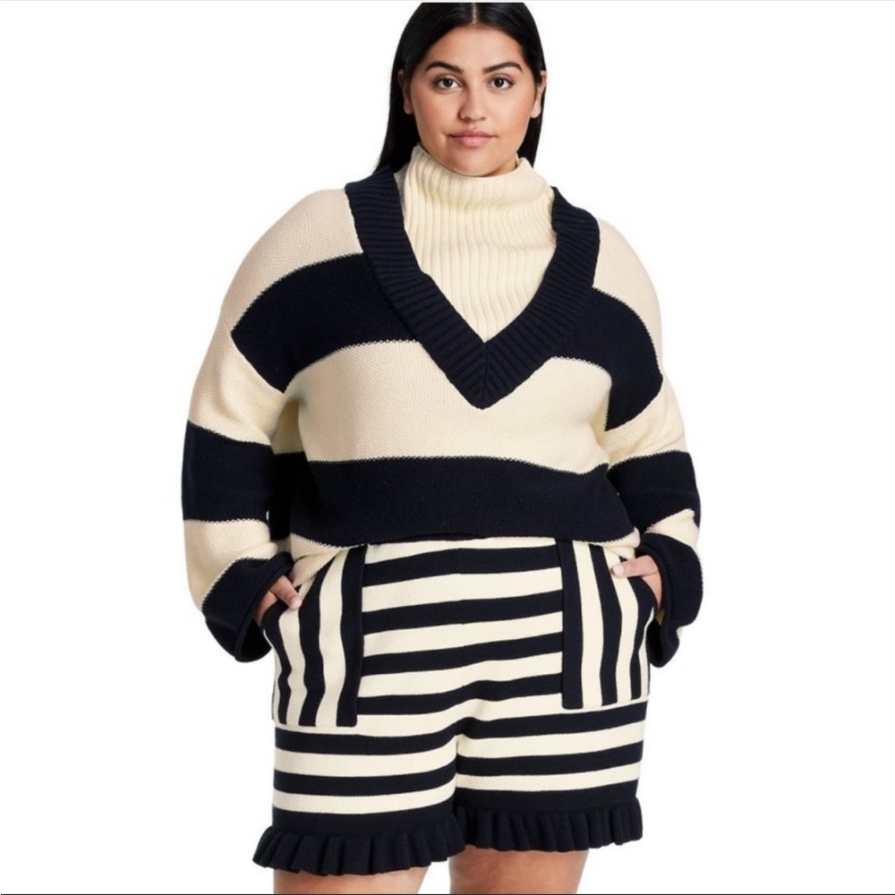 Victor Glemaud Target Black White Stripe Sweater Shorts Women Plus Size 3X